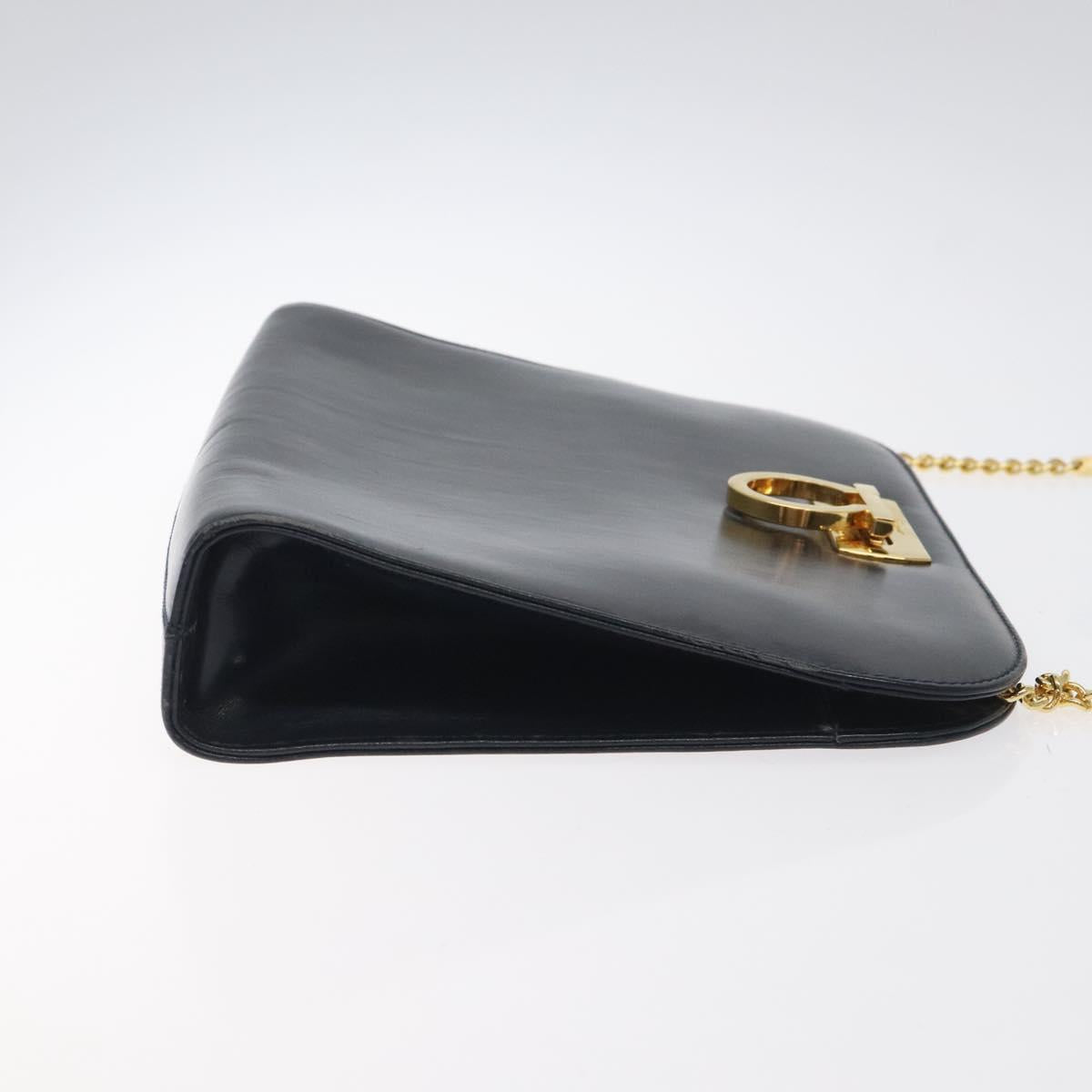 Salvatore Ferragamo Black Leather Gancini