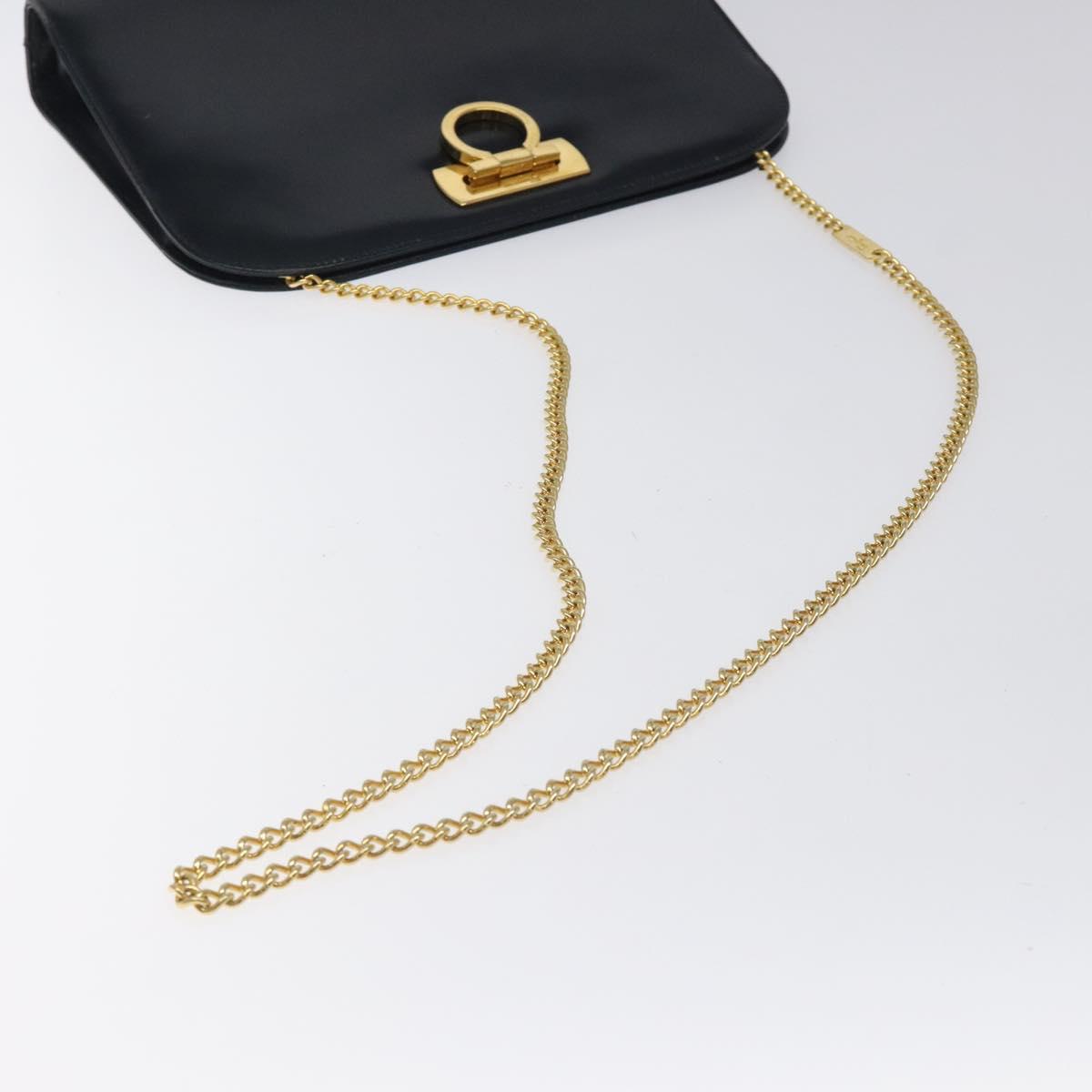 Salvatore Ferragamo Black Leather Gancini