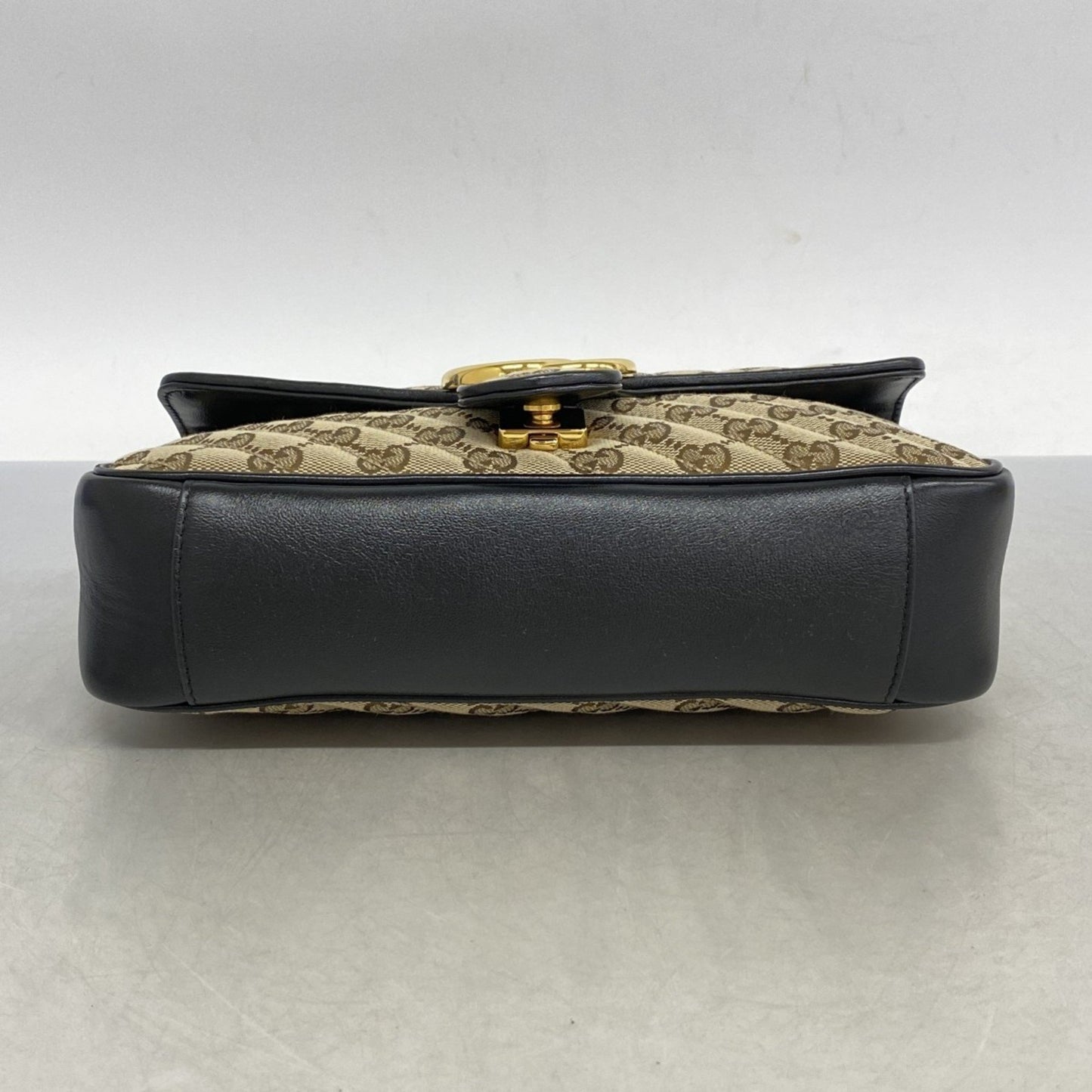 Gucci Brown Canvas, Leather Gg Marmont