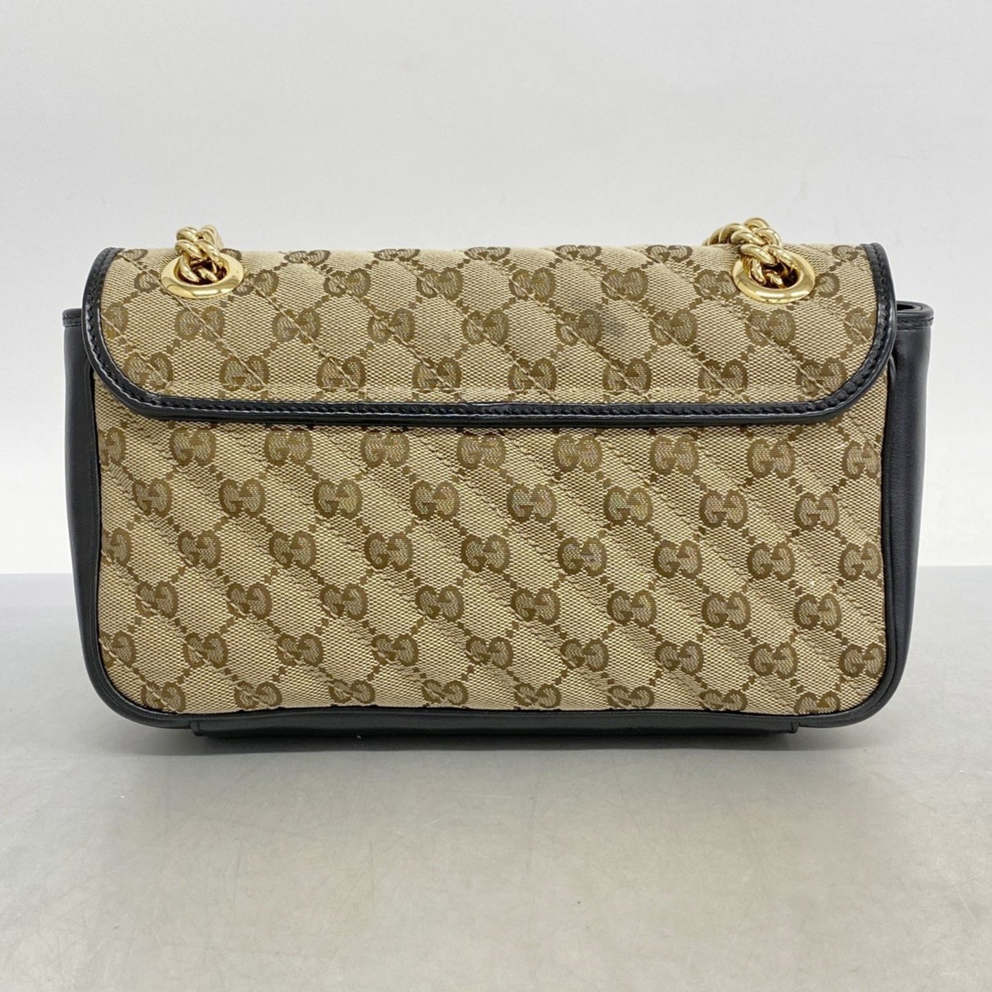 Gucci Brown Canvas, Leather Gg Marmont