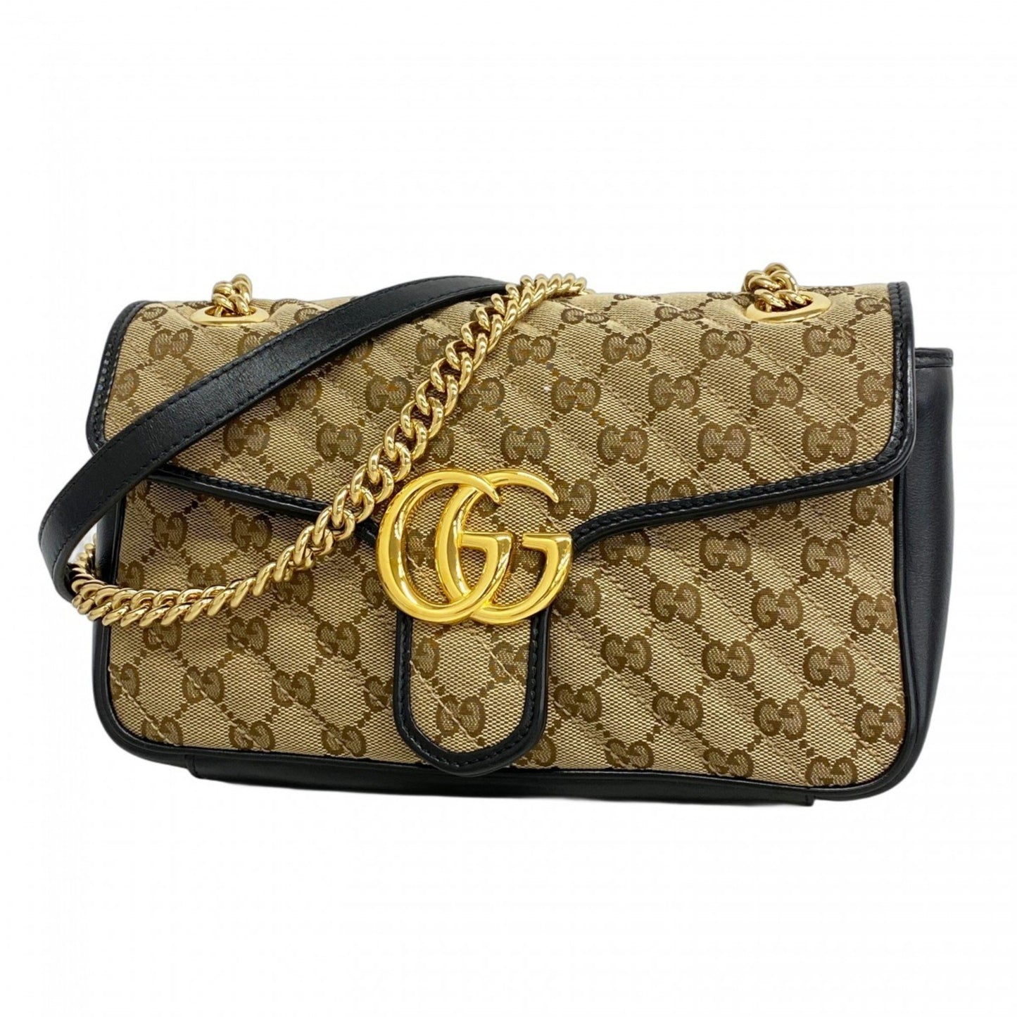 Gucci Brown Canvas, Leather Gg Marmont