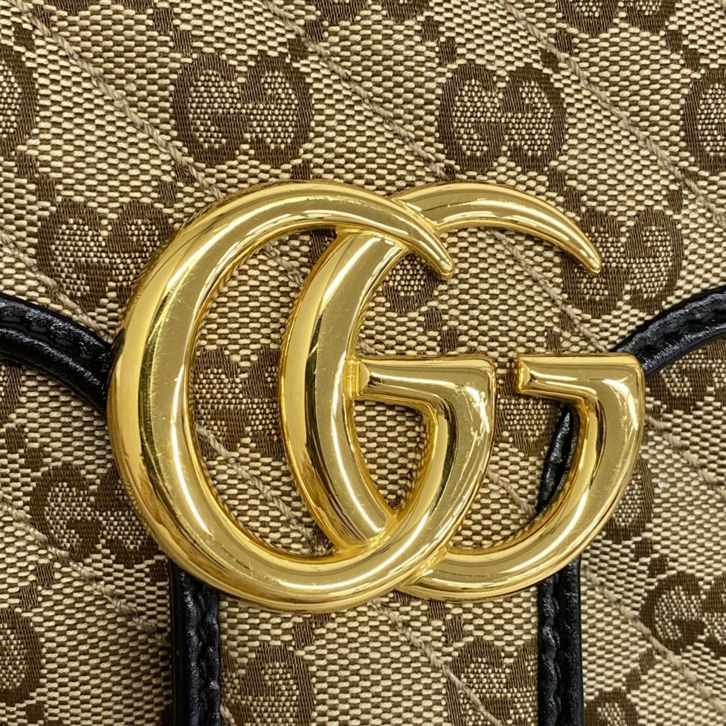 Gucci Brown Canvas, Leather Gg Marmont
