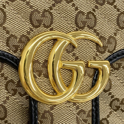 Gucci Brown Canvas, Leather Gg Marmont