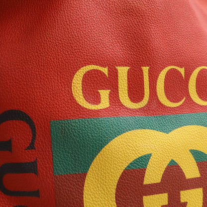 Gucci Red Leather Logo Print