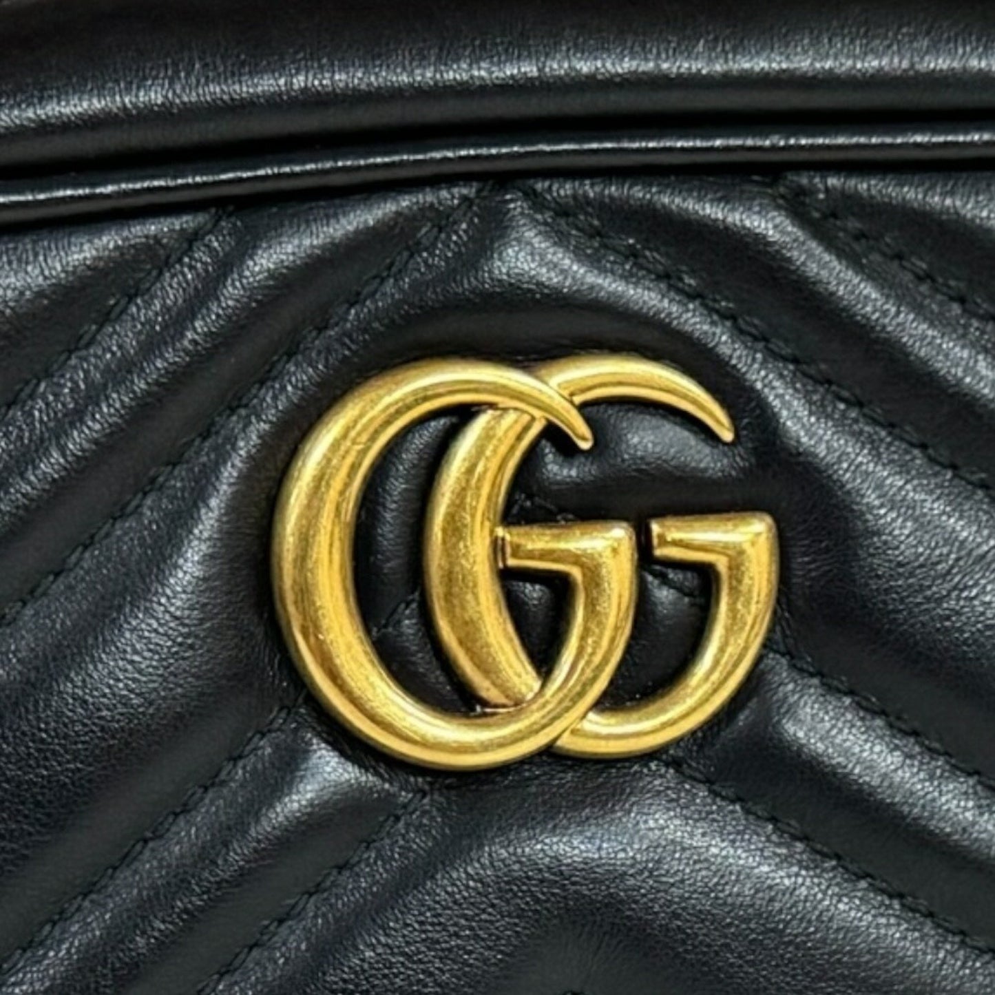 Gucci Black Leather Gg Marmont