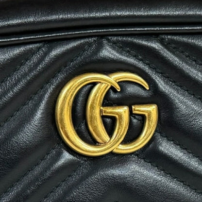 Gucci Black Leather Gg Marmont