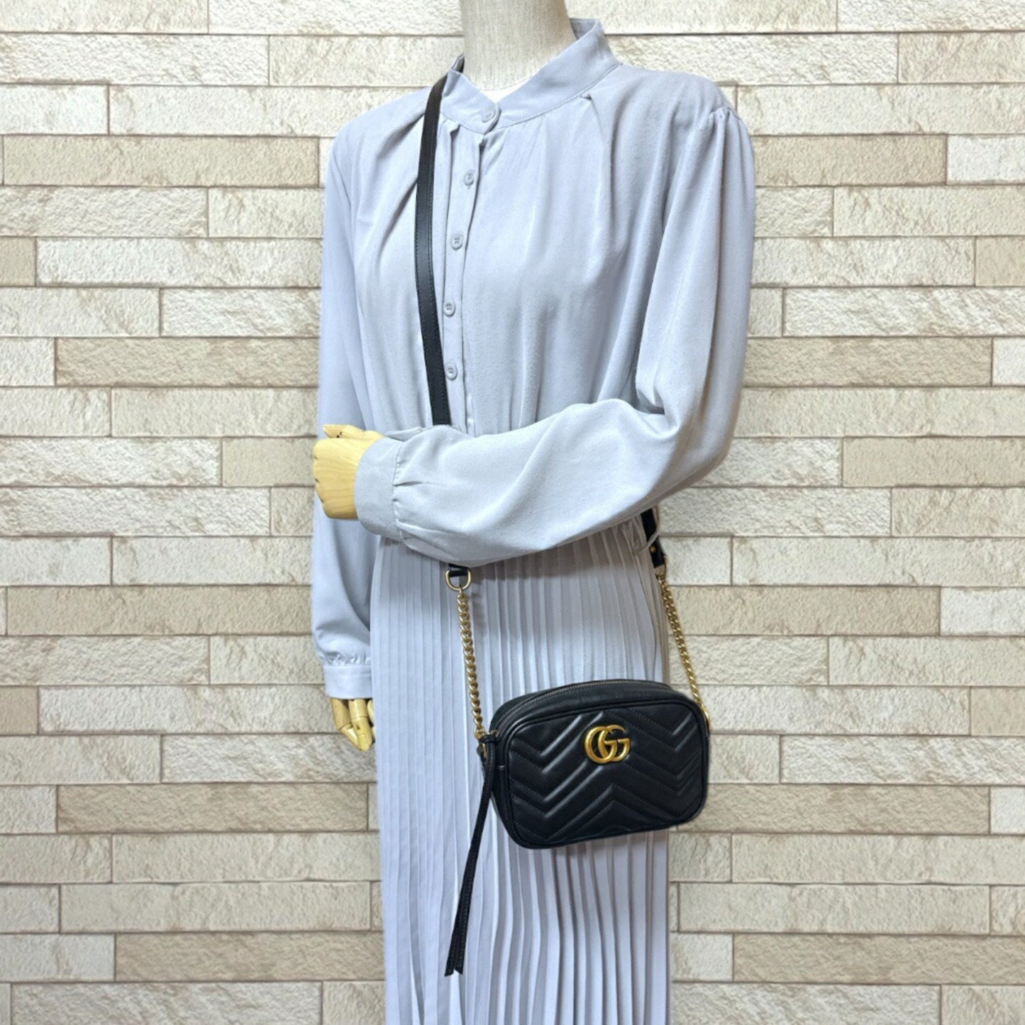 Gucci Black Leather Gg Marmont