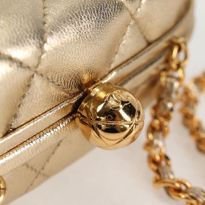 Chanel Gold Leather Logo Cc
