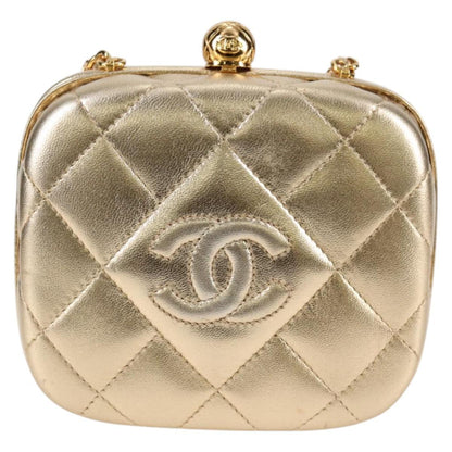 Chanel Gold Leather Logo Cc