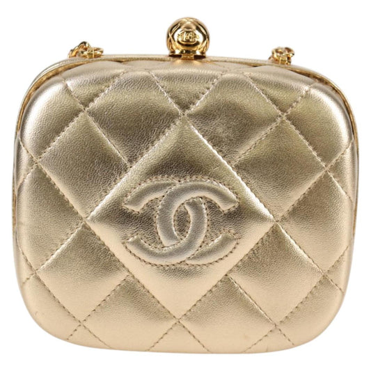 Chanel Gold Leather Logo Cc