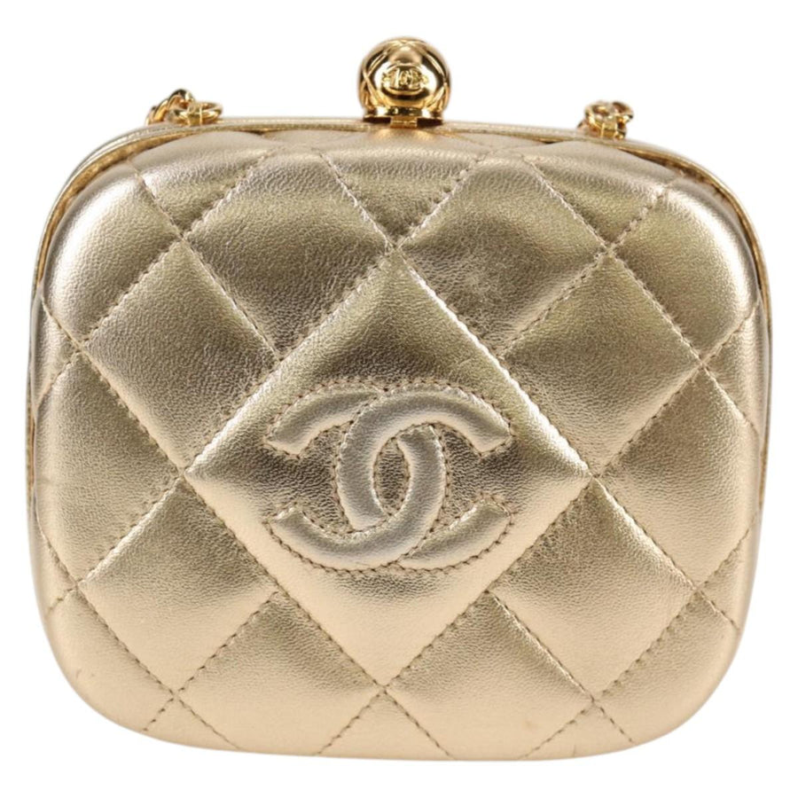 Chanel Gold Leather Logo Cc