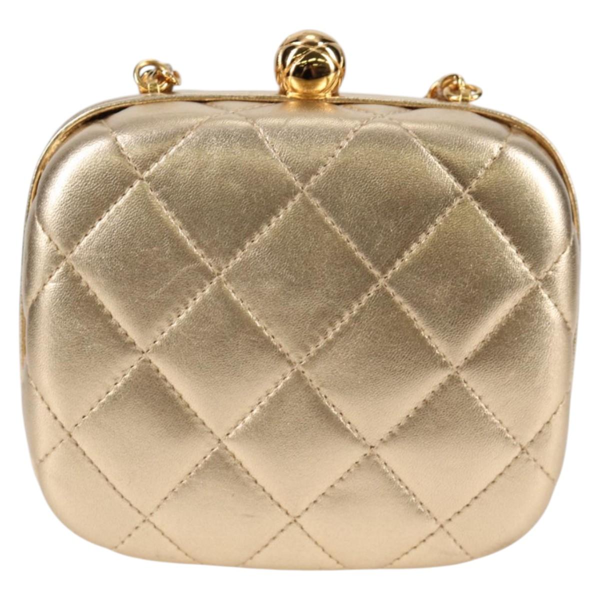 Chanel Gold Leather Logo Cc