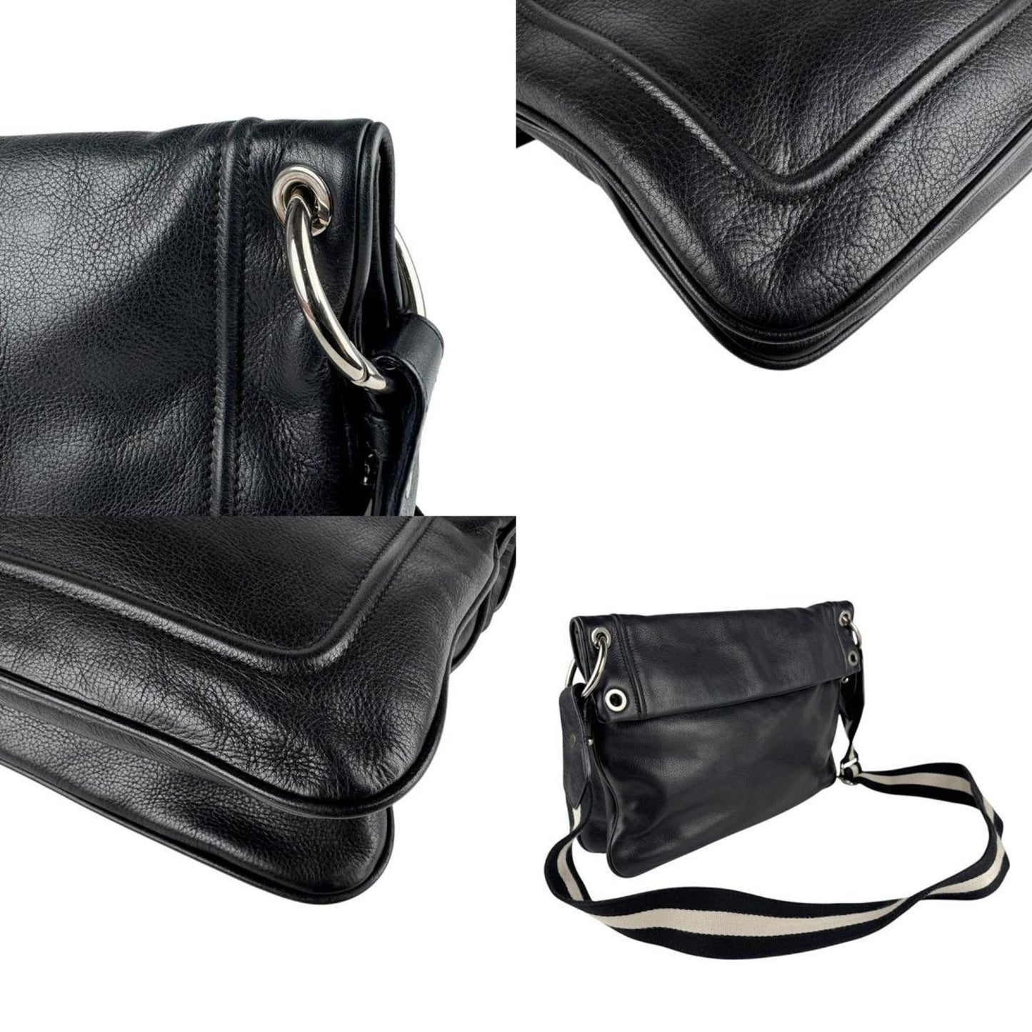 Bally Black Canvas, Leather Shoulder
