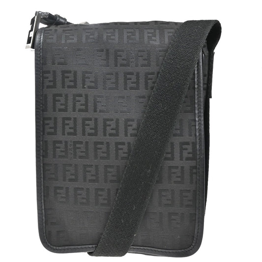 Fendi Black Canvas Ff Shoulder Bag