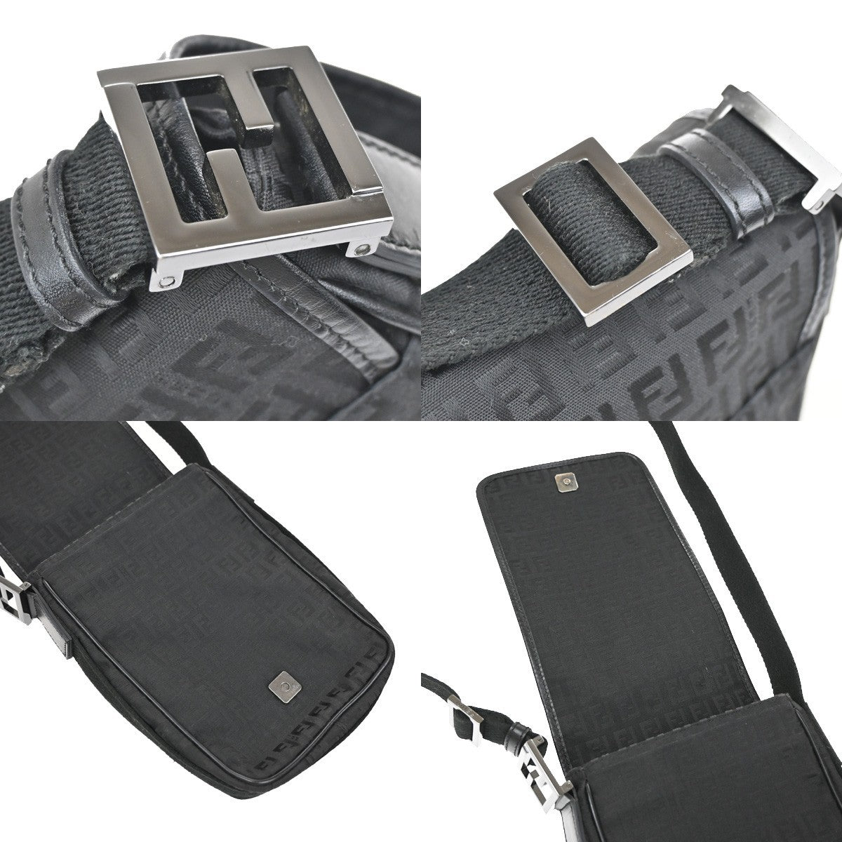 Fendi Black Canvas Ff Shoulder Bag