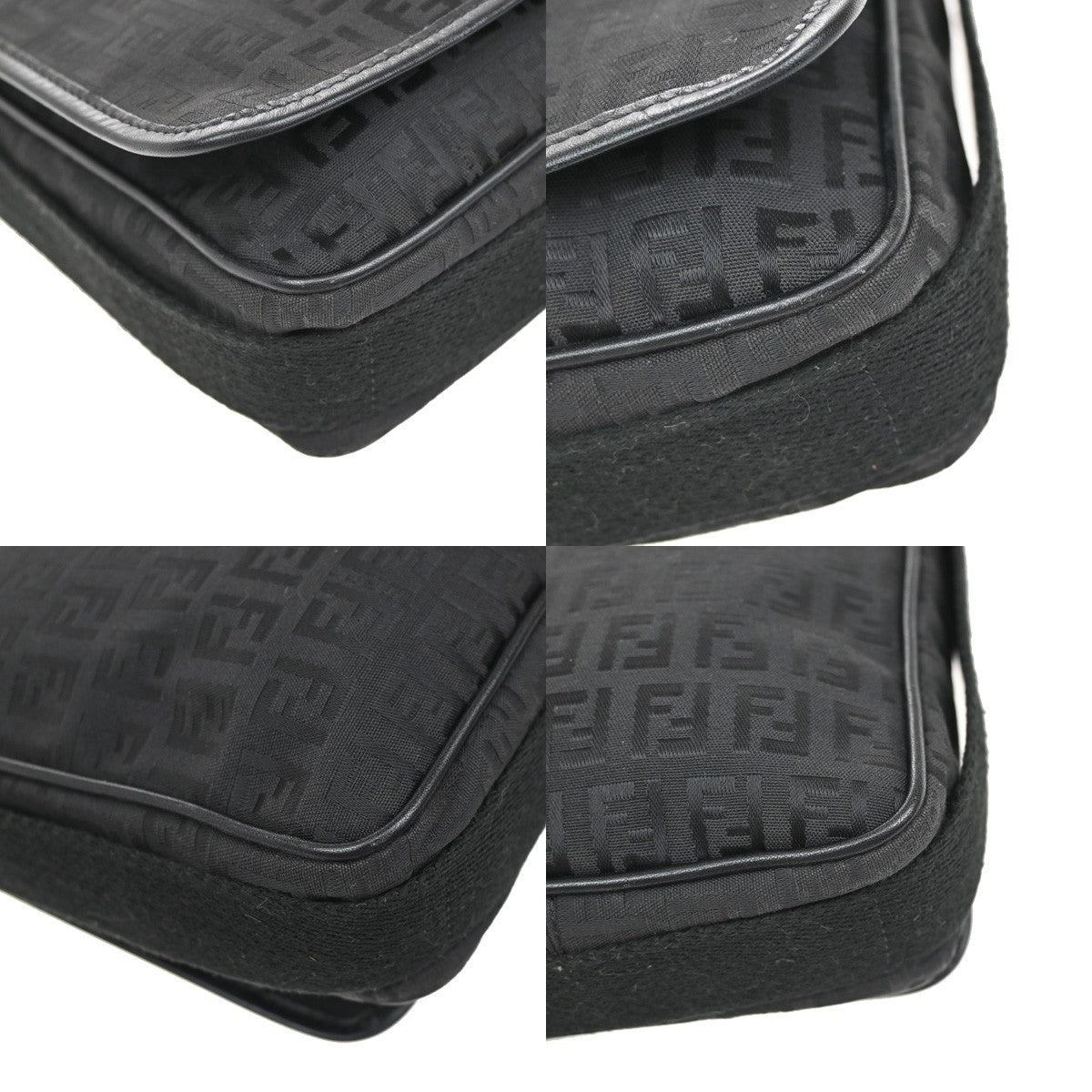 Fendi Black Canvas Ff Shoulder Bag