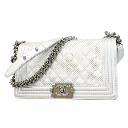 Chanel White Leather Boy