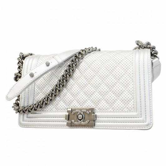 Chanel White Leather Boy
