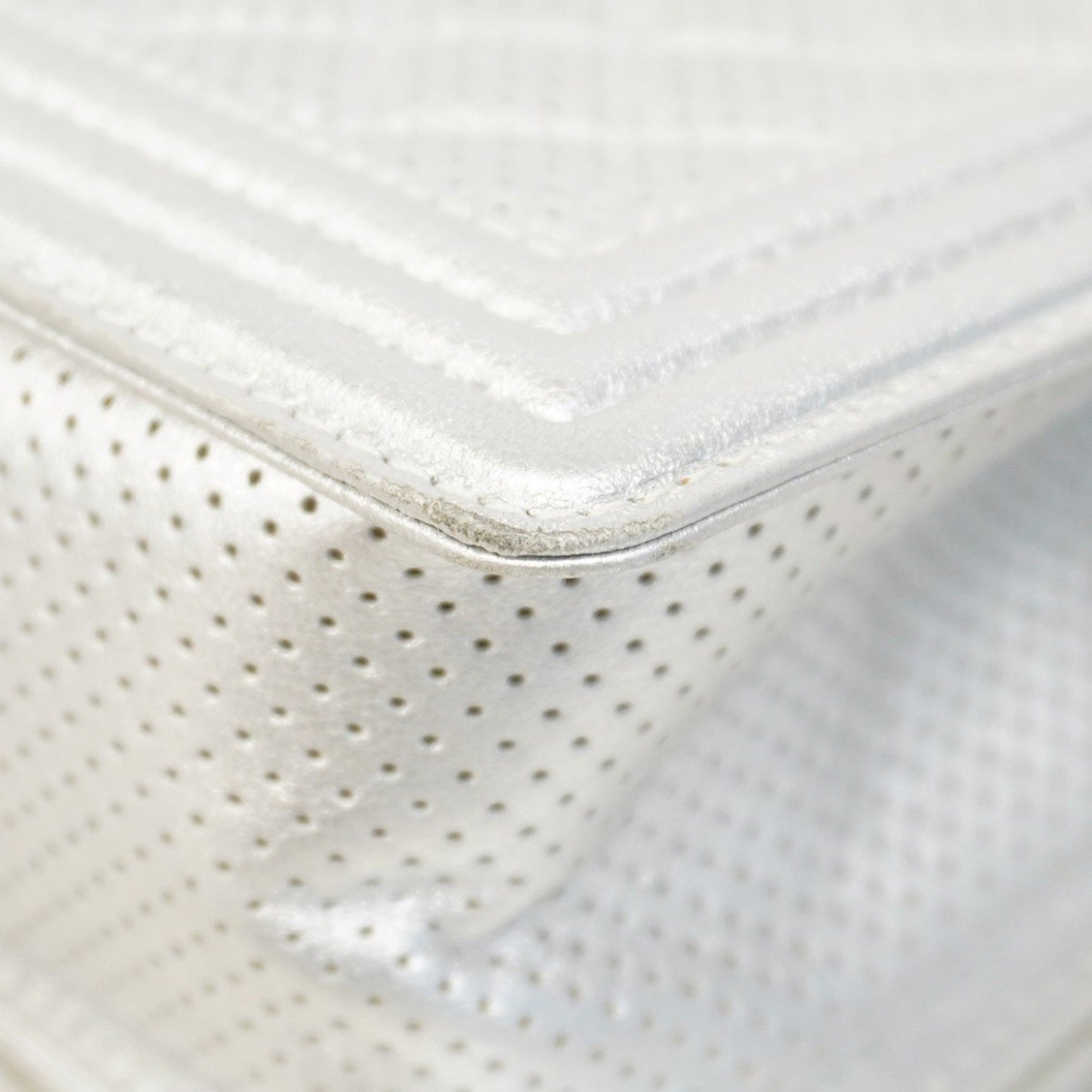 Chanel White Leather Boy