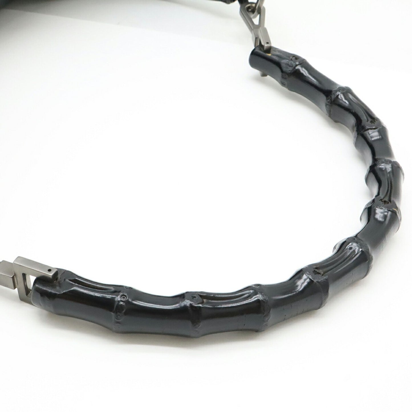 Gucci Black Leather Bamboo