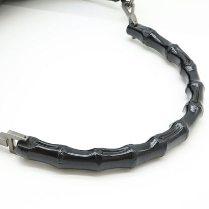 Gucci Black Leather Bamboo