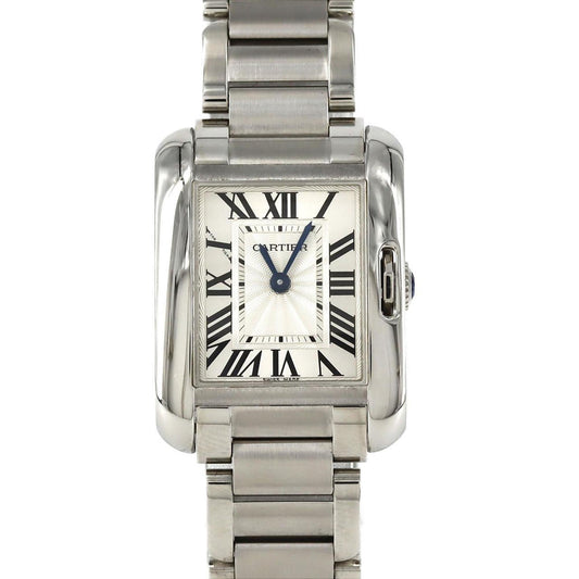 Cartier Silver Steel Tank Anglaise