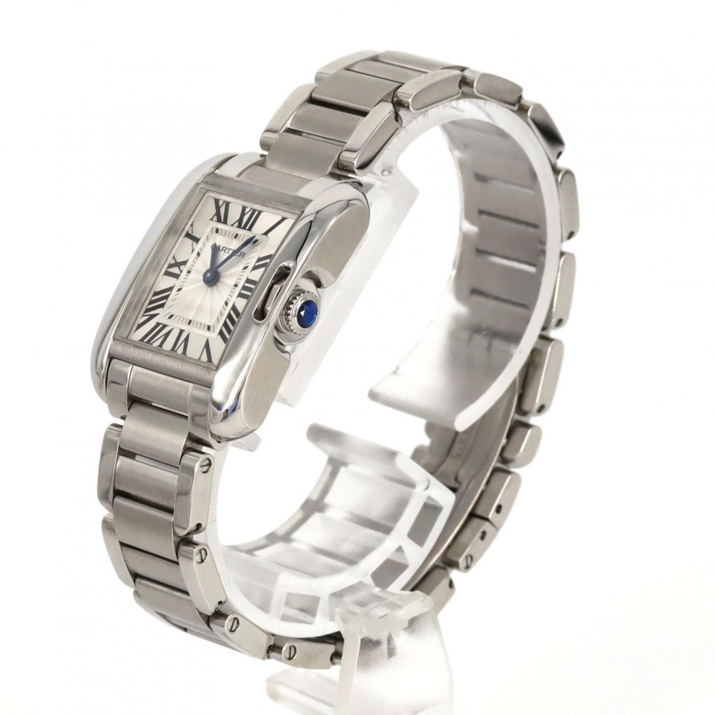 Cartier Silver Steel Tank Anglaise
