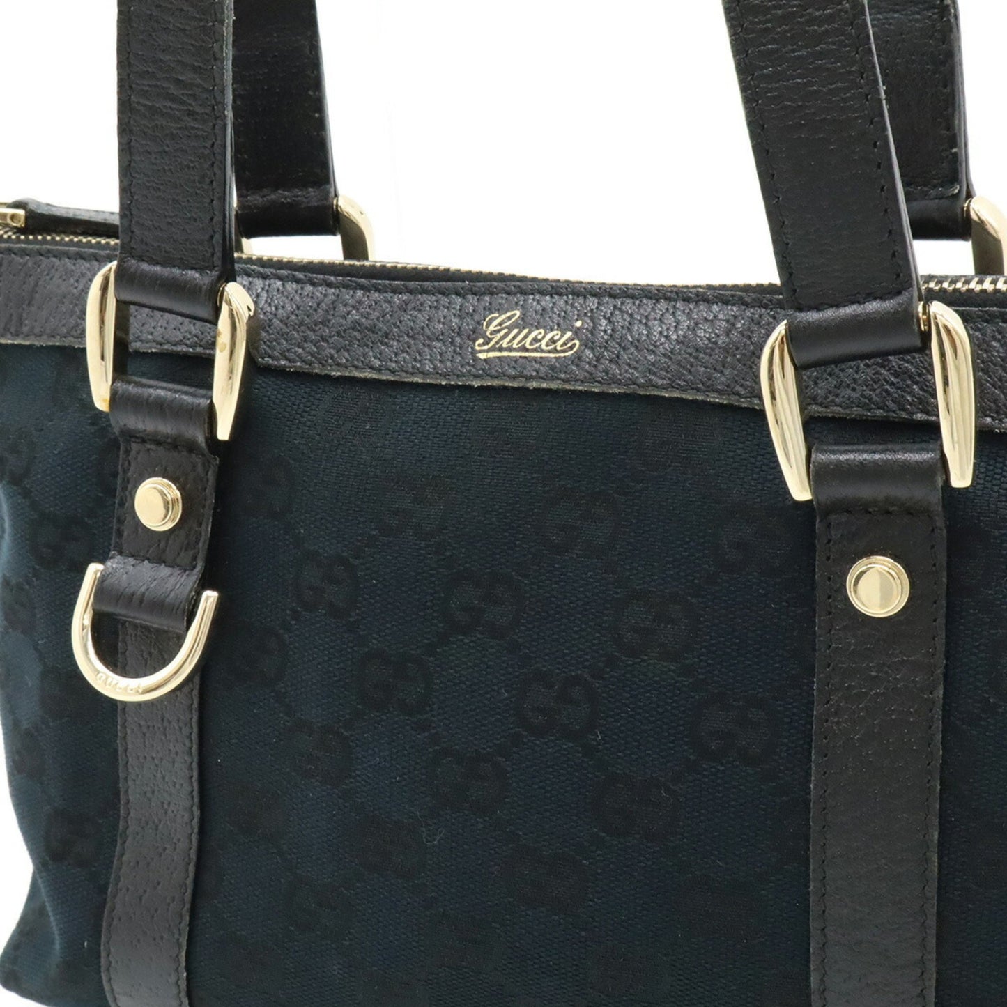 Gucci Black Canvas, Leather Gg Canvas