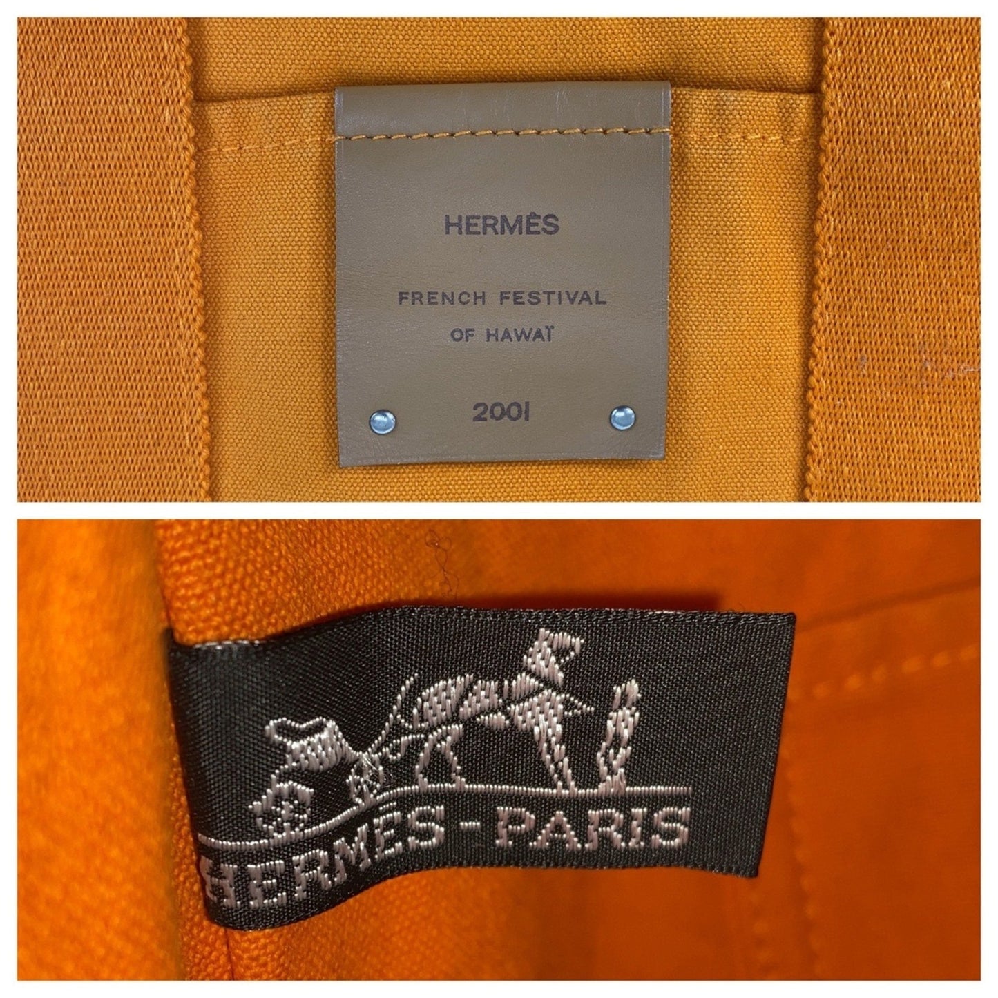 Hermès Orange Canvas Fourre Tout