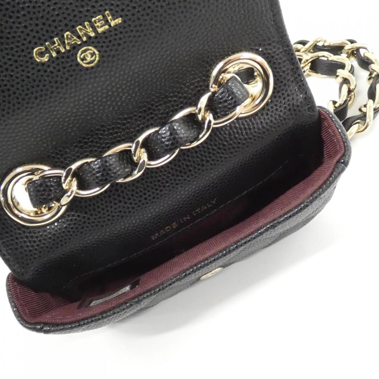 Chanel Black Leather Wallet On Chain