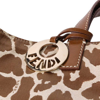 Fendi Brown Canvas, Leather Tote