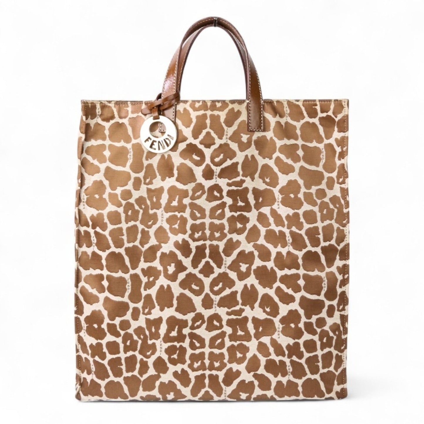 Fendi Brown Canvas, Leather Tote