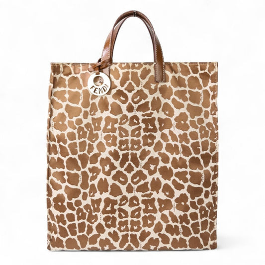 Fendi Brown Canvas, Leather Tote
