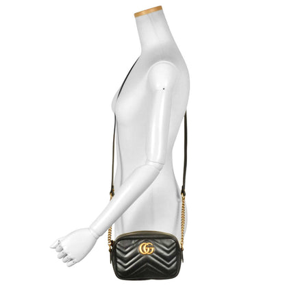 Gucci Black Leather Gg Marmont