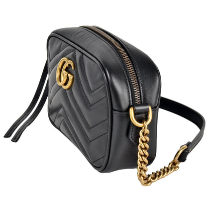 Gucci Black Leather Gg Marmont