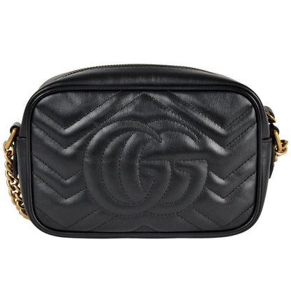 Gucci Black Leather Gg Marmont