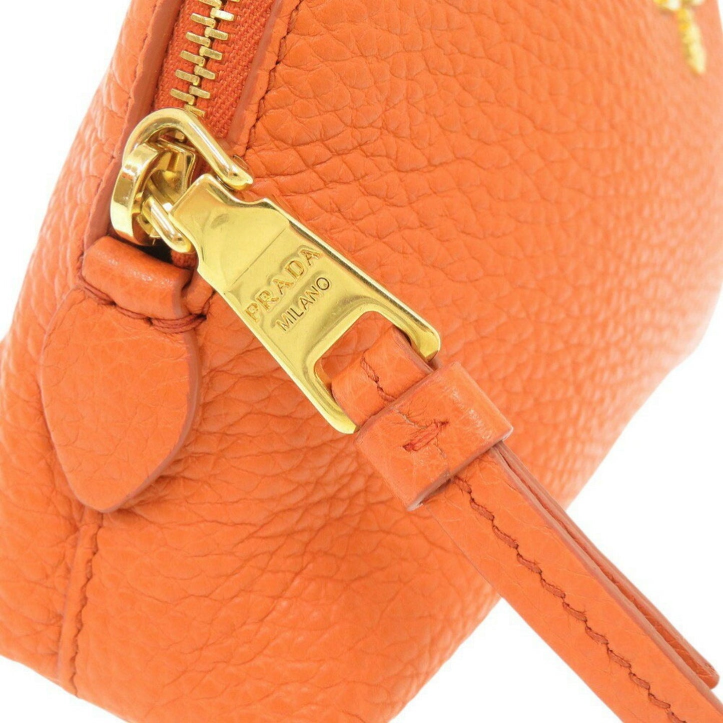 Prada Orange Leather Clutch