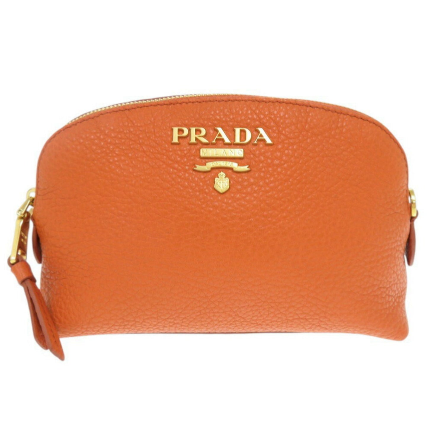 Prada Orange Leather Clutch