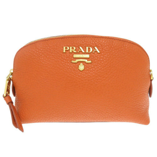 Prada Orange Leather Clutch