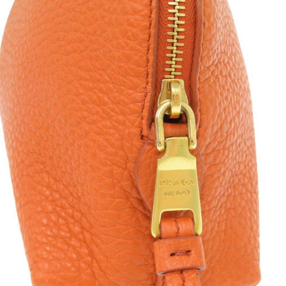 Prada Orange Leather Clutch