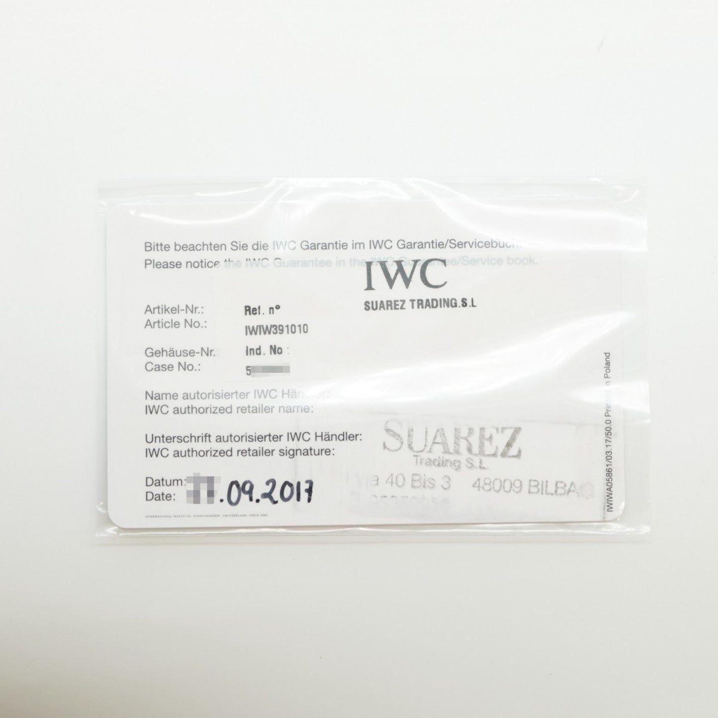 Iwc Schaffhausen Black Steel Watch