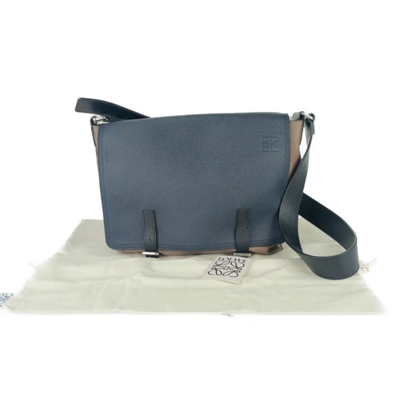 Loewe Blue Leather Military Messenger