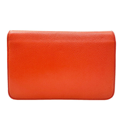 Chanel Orange Leather Wallet On Chain