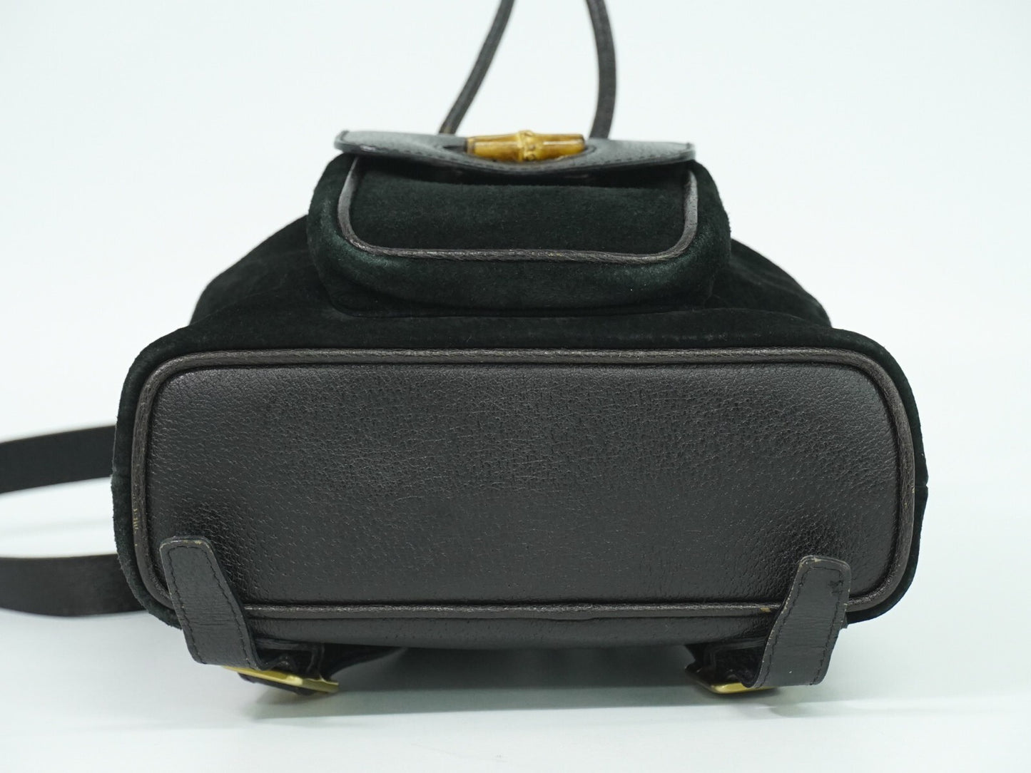 Gucci Black Suede Vintage Bamboo Backpack