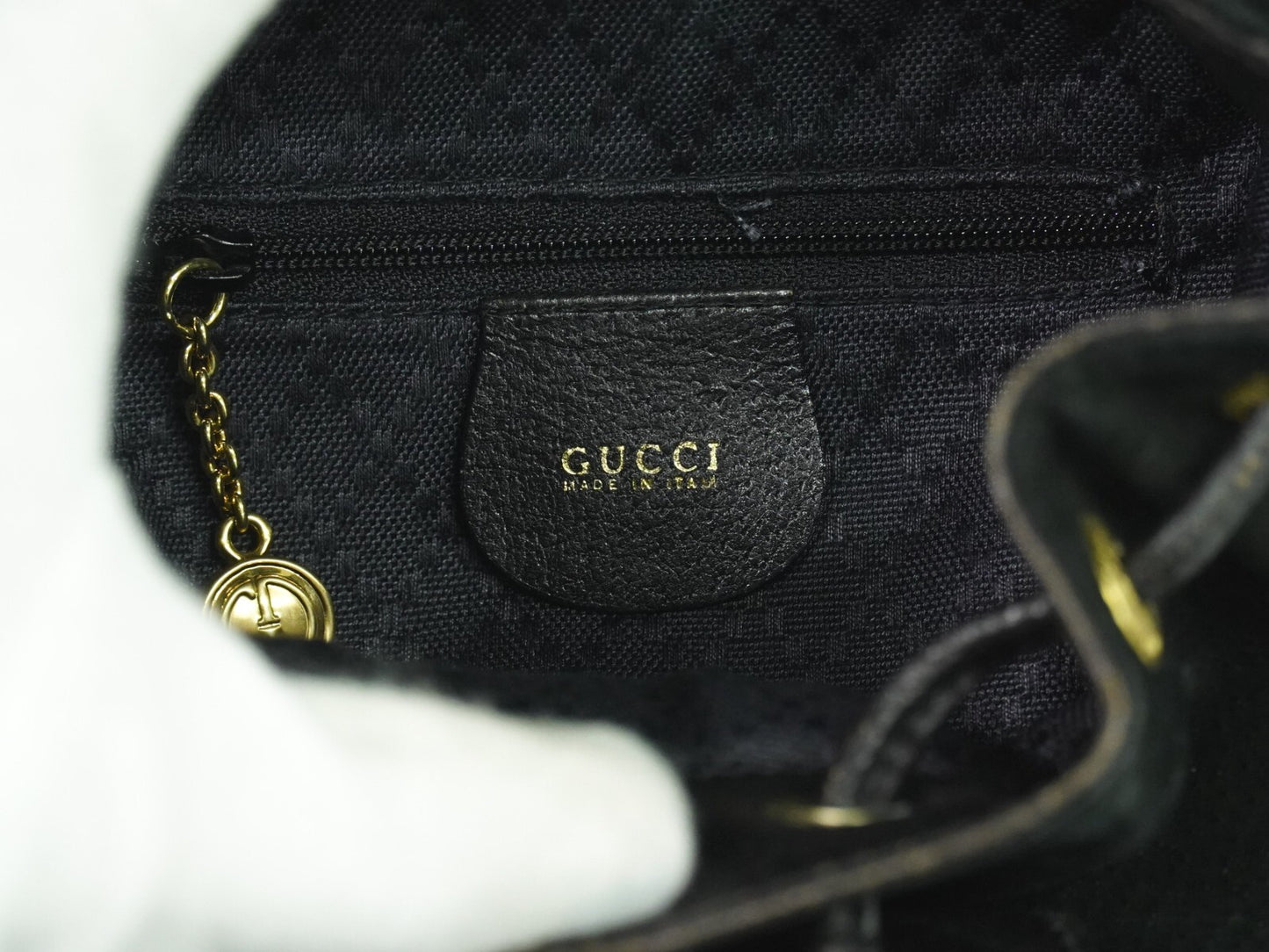 Gucci Black Suede Vintage Bamboo Backpack