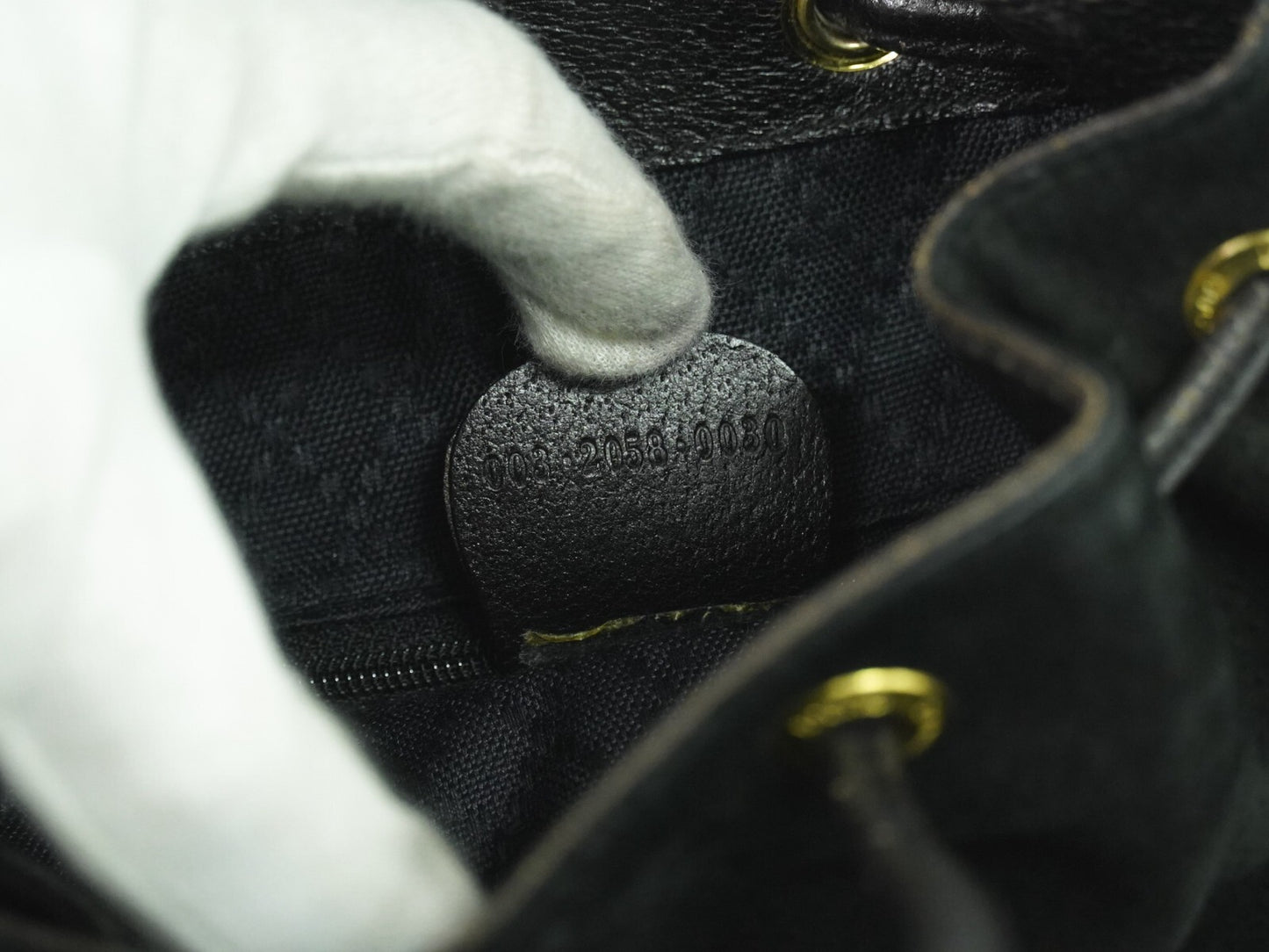 Gucci Black Suede Vintage Bamboo Backpack