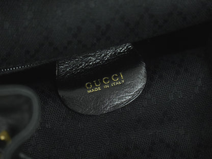 Gucci Black Leather Vintage Bamboo Backpack