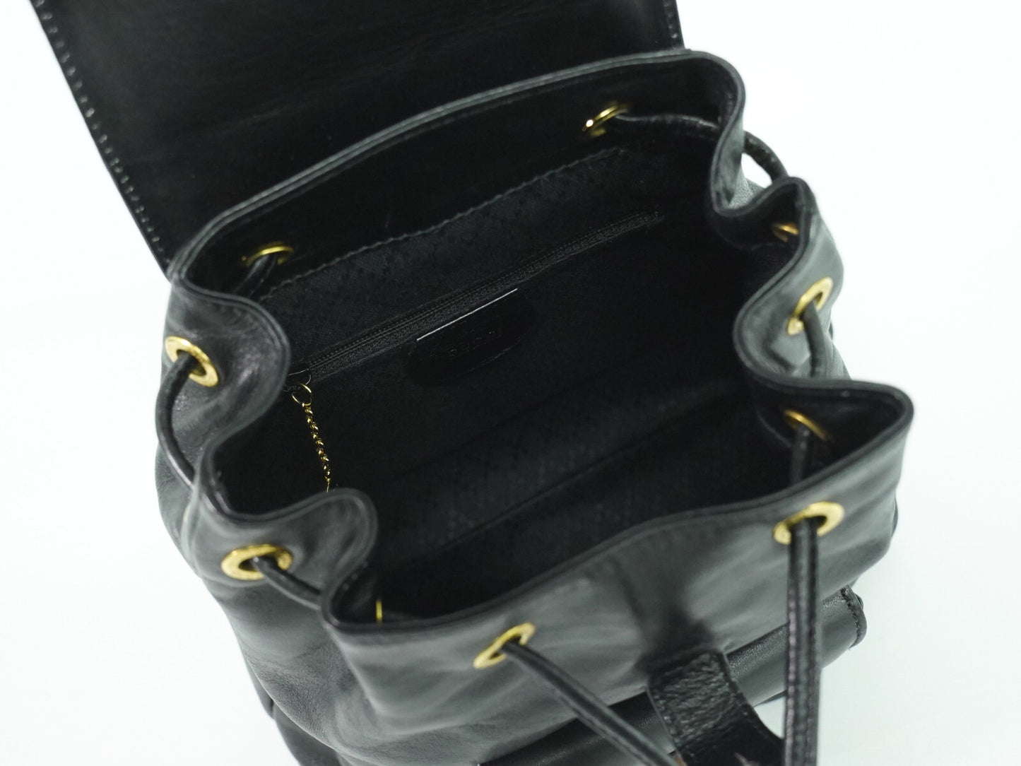 Gucci Black Leather Vintage Bamboo Backpack