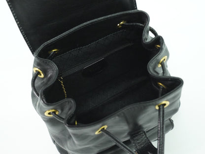 Gucci Black Leather Vintage Bamboo Backpack