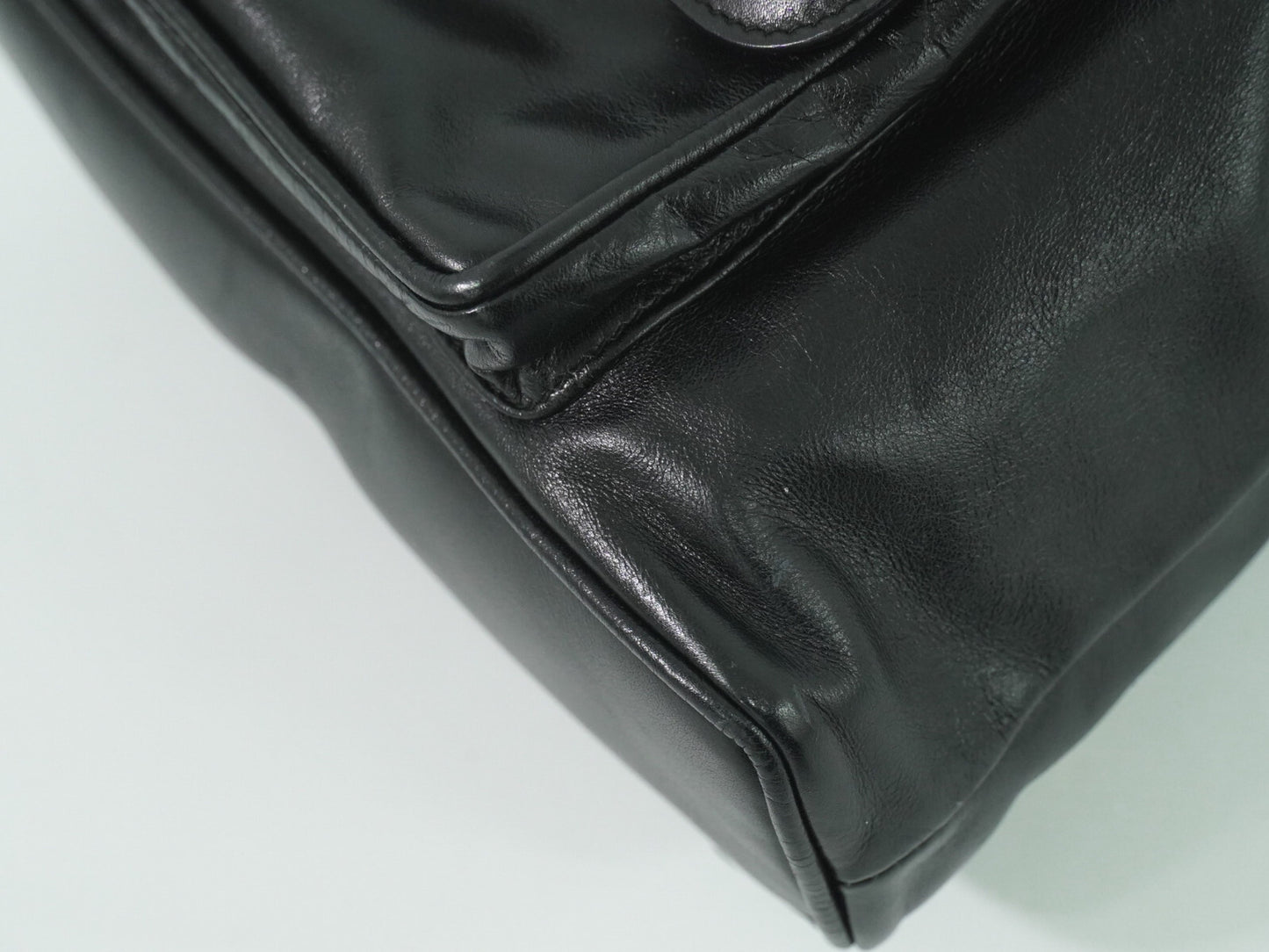 Gucci Black Leather Vintage Bamboo Backpack